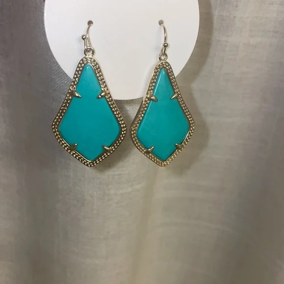 Kendra Scott Alex Gold Drop Earrings in Teal - Picture 6 of 8